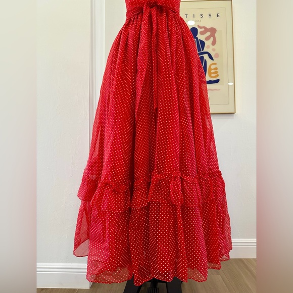 Vintage 70’s/80’s Polka Dot Ruffle Gown - Picture 12 of 16